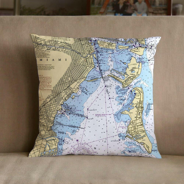 Nautical Chart Pillow, Locations in Florida