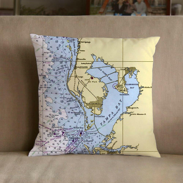 Nautical Chart Pillow, Locations in Florida