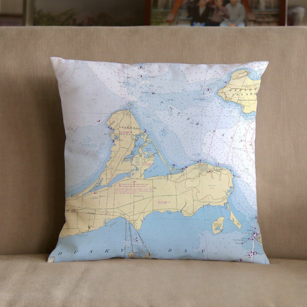 Nautical Chart Pillow, Locations in Ohio