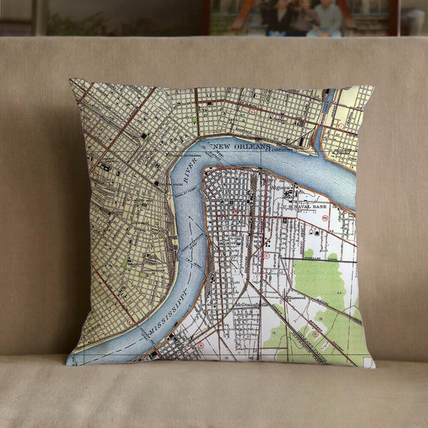 Nautical Chart Pillows, Louisiana Coastal Maps