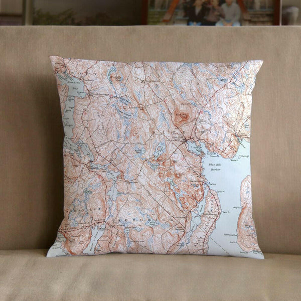 Nautical Chart Pillow, Locations in Maine