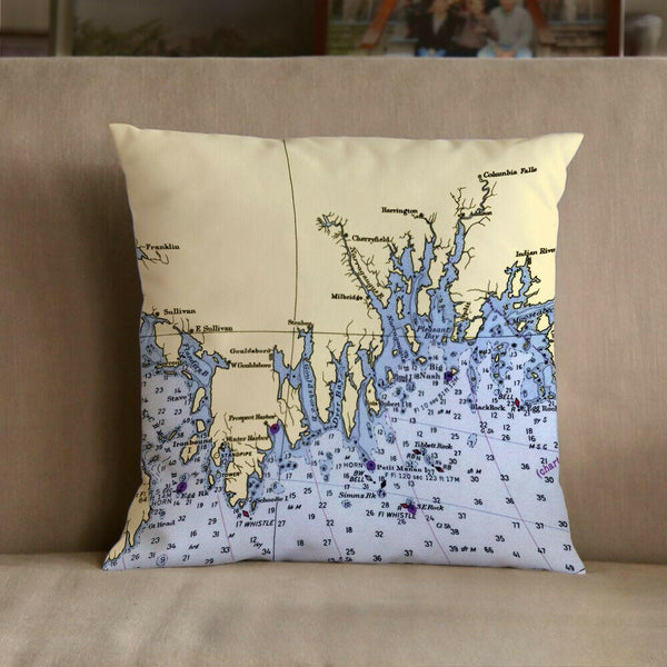 Nautical Chart Pillow, Locations in Maine