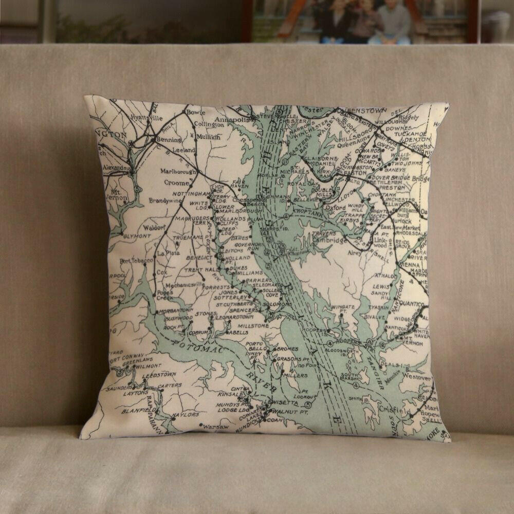 Nautical Chart Pillow, Locations in Maryland