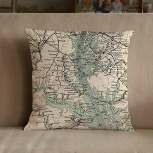 Nautical Chart Pillow, Locations in Maryland