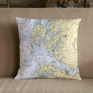 Nautical Chart Pillow, Locations in Maryland