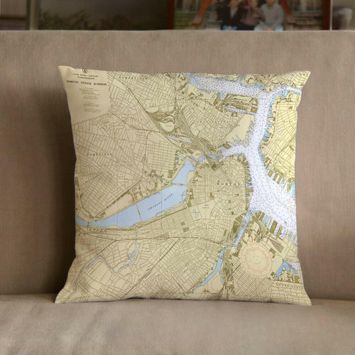 Nautical Chart Pillow, Locations in Massachusetts