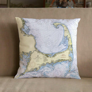 Nautical Chart Pillow, Locations in Massachusetts