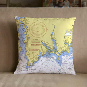 Nautical Chart Pillow, Locations in Massachusetts