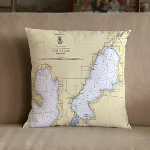 Nautical Chart Pillow, Locations in Michigan