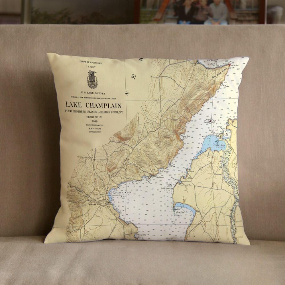 Nautical Chart Pillow, Locations in New York