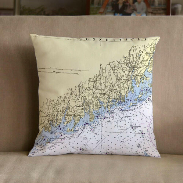 Nautical Chart Pillow, Locations in New York