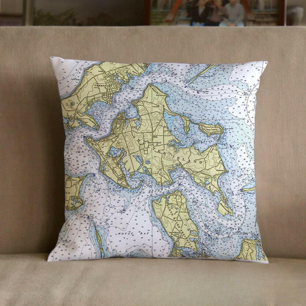 Nautical Chart Pillow, Locations in New York