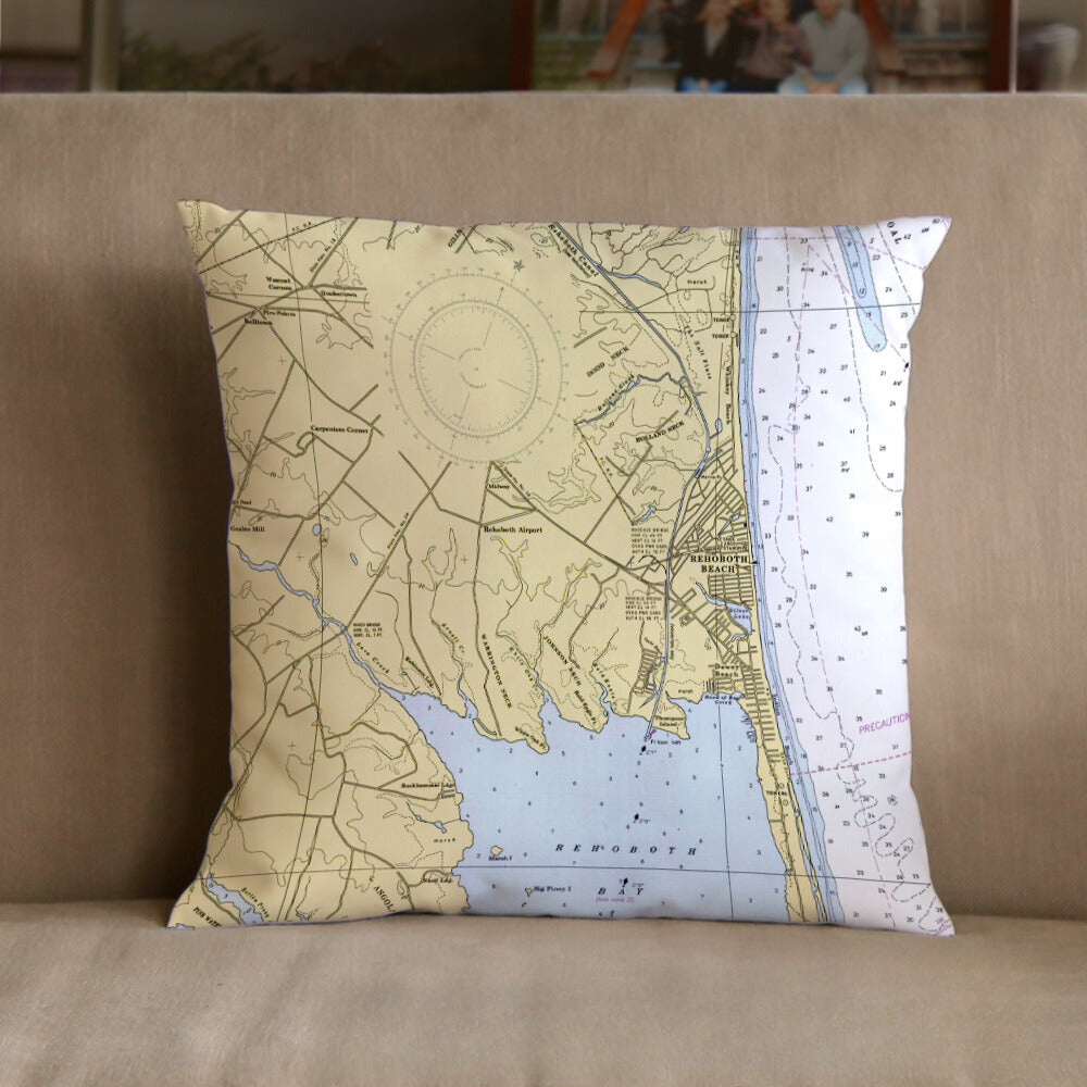 Nautical Chart Pillow, Locations in Delaware
