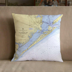 Nautical Chart Pillow, Locations in Texas
