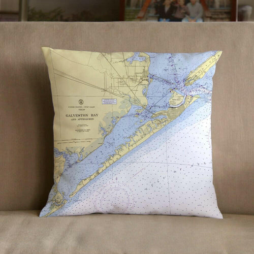 Nautical Chart Pillow, Locations in Texas