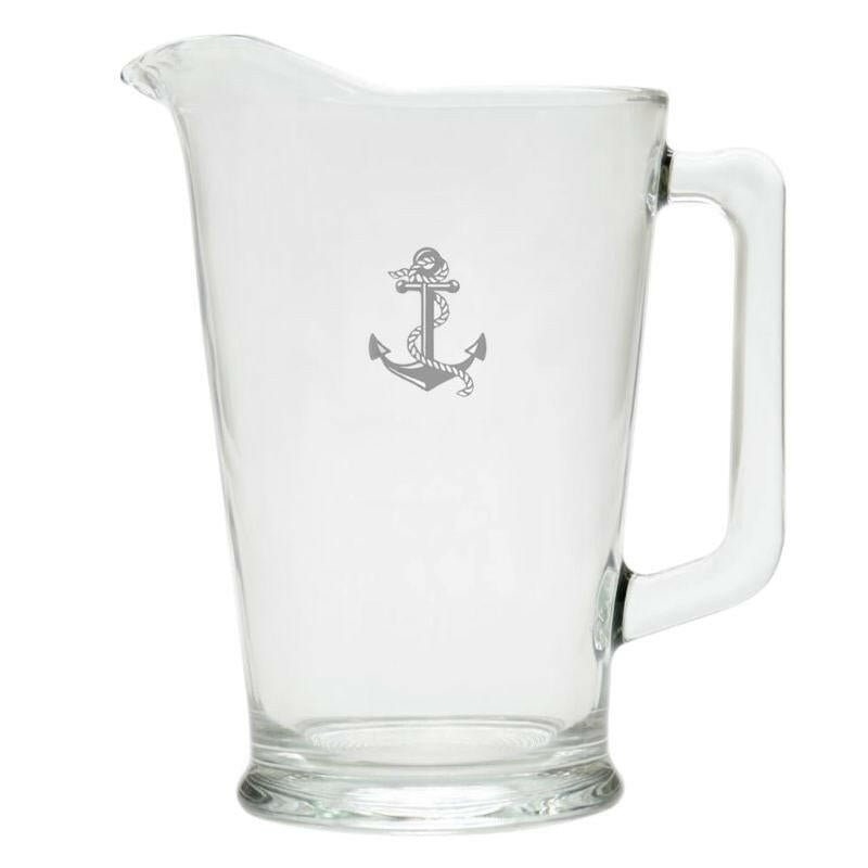 Personalized Glass Pitcher, Choose from 5 Nautical Designs Serving Pitchers & Carafes Nautical Living Anchor & Rope  