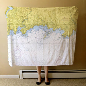 Nautical Chart Blankets, Connecticut Coastal Maps
