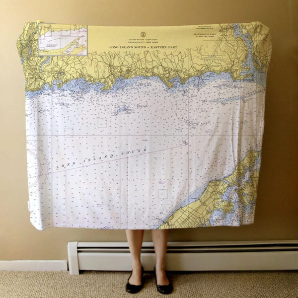 Nautical Chart Blankets, Connecticut Coastal Maps