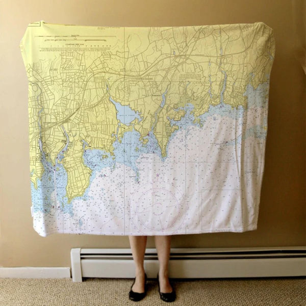 Nautical Chart Blankets, Connecticut Coastal Maps