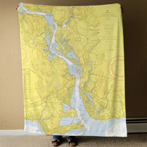 Nautical Chart Blankets, Connecticut Coastal Maps