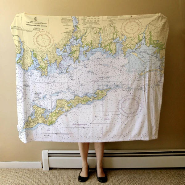 Nautical Chart Blankets, Connecticut Coastal Maps