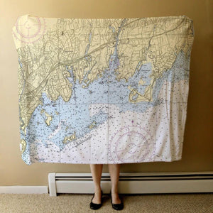 Nautical Chart Blankets, Connecticut Coastal Maps