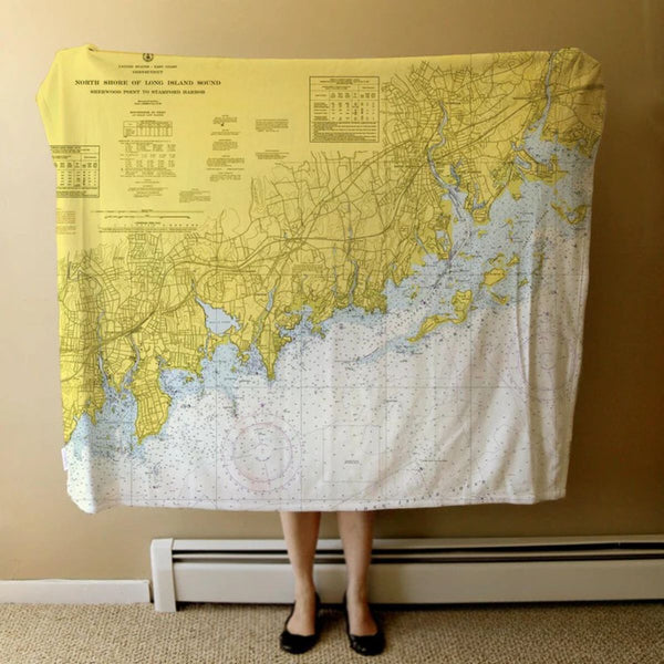 Nautical Chart Blankets, Connecticut Coastal Maps