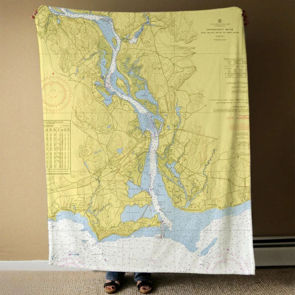 Nautical Chart Blankets, Connecticut Coastal Maps