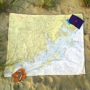 Nautical Chart Blankets, Connecticut Coastal Maps