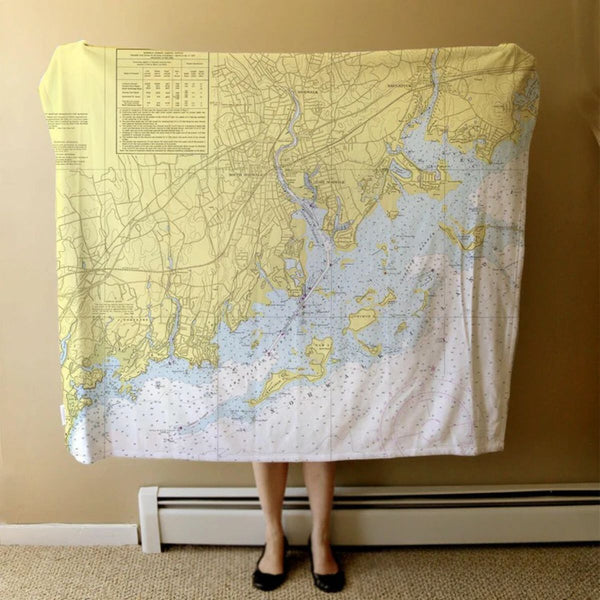 Nautical Chart Blankets, Connecticut Coastal Maps