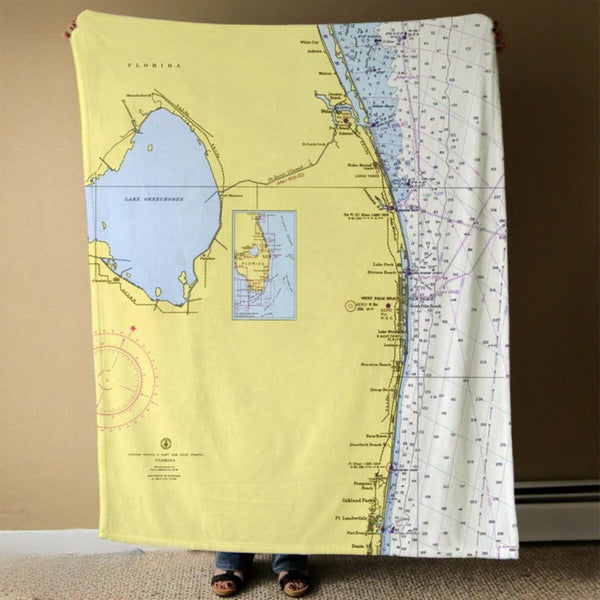 Nautical Chart Blankets, Florida Coastal Maps
