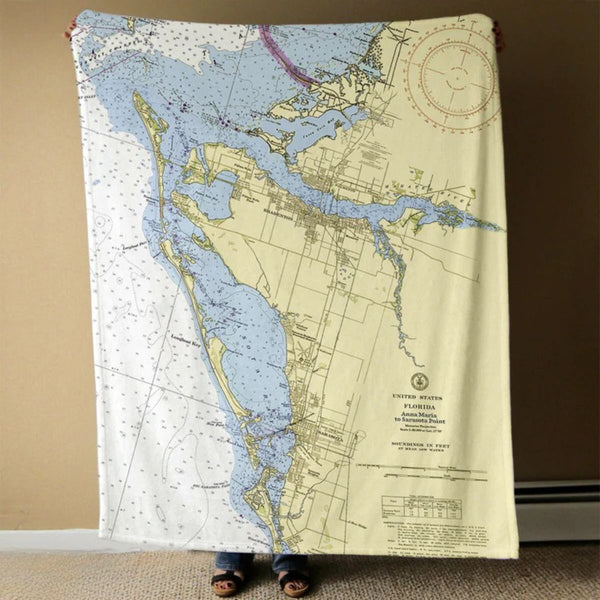 Nautical Chart Blankets, Florida Coastal Maps