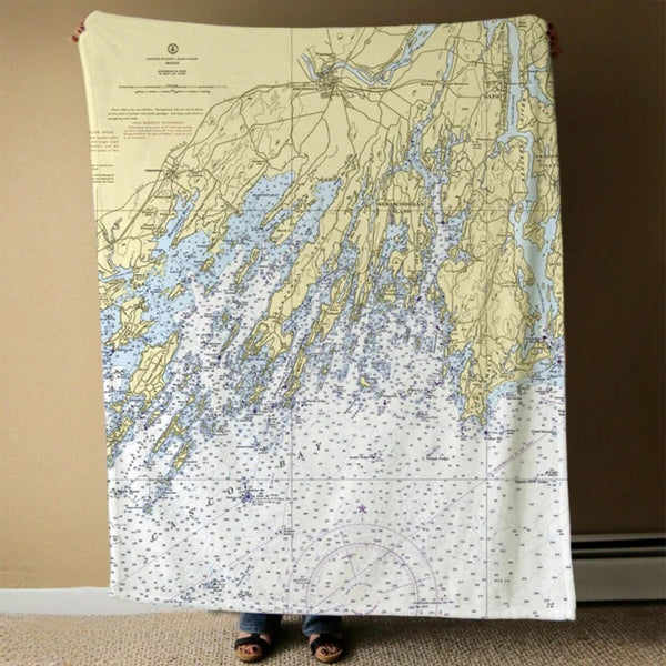 Nautical Chart Blankets, Maine Coastal Maps