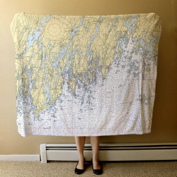 Nautical Chart Blankets, Maine Coastal Maps