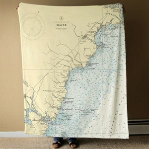 Nautical Chart Blankets, Maine Coastal Maps
