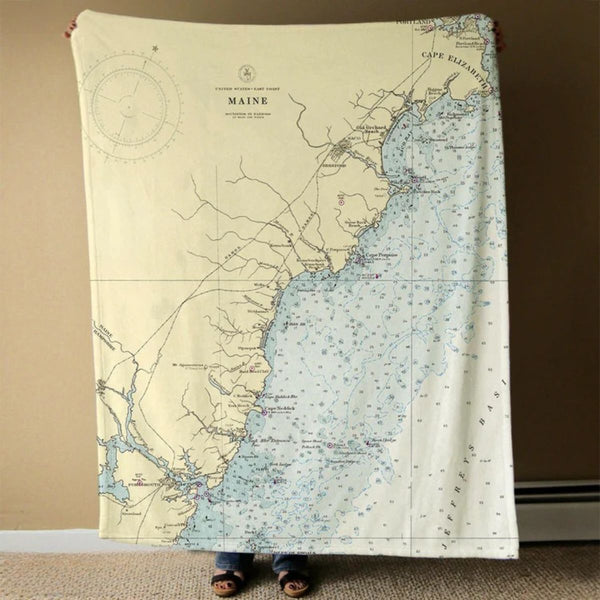 Nautical Chart Blankets, Maine Coastal Maps
