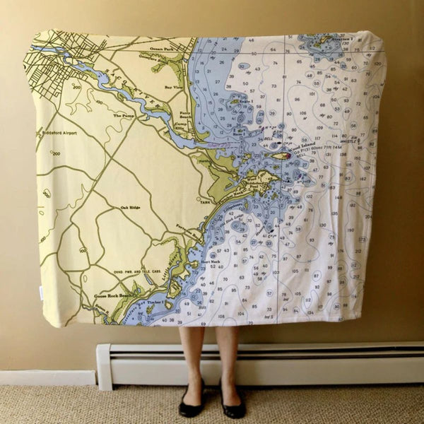 Nautical Chart Blankets, Maine Coastal Maps