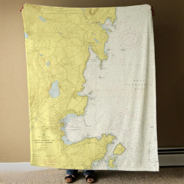 Nautical Chart Blankets, Maine Coastal Maps