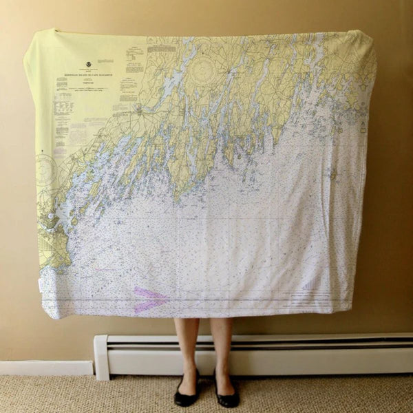 Nautical Chart Blankets, Maine Coastal Maps