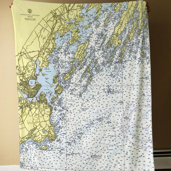 Nautical Chart Blankets, Maine Coastal Maps