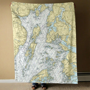 Nautical Chart Blankets, Maine Coastal Maps
