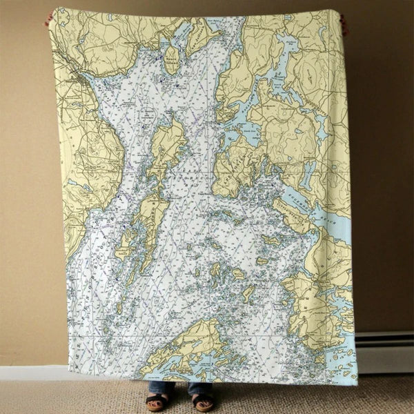 Nautical Chart Blankets, Maine Coastal Maps