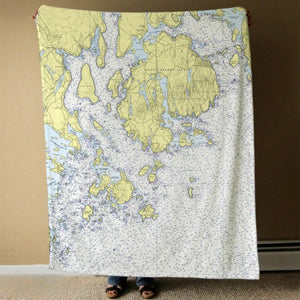 Nautical Chart Blankets, Maine Coastal Maps