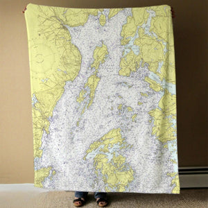 Nautical Chart Blankets, Maine Coastal Maps