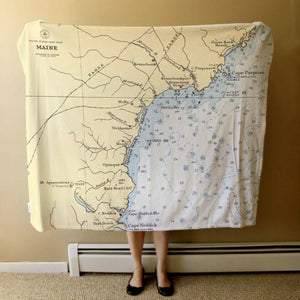 Nautical Chart Blankets, Maine Coastal Maps