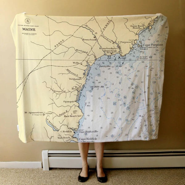 Nautical Chart Blankets, Maine Coastal Maps
