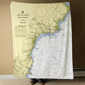 Nautical Chart Blankets, Maine Coastal Maps