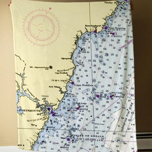 Nautical Chart Blankets, Maine Coastal Maps