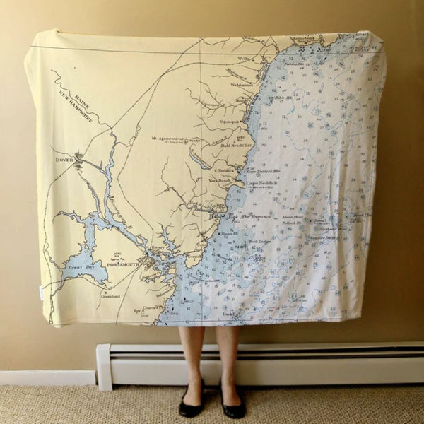 Nautical Chart Blankets, Maine Coastal Maps