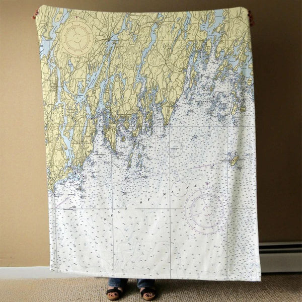 Nautical Chart Blankets, Maine Coastal Maps